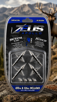 ZEUS APOLLO BROADHEADS (4 PACK)-COMES WITH BOTH 100/125 GR TIPS