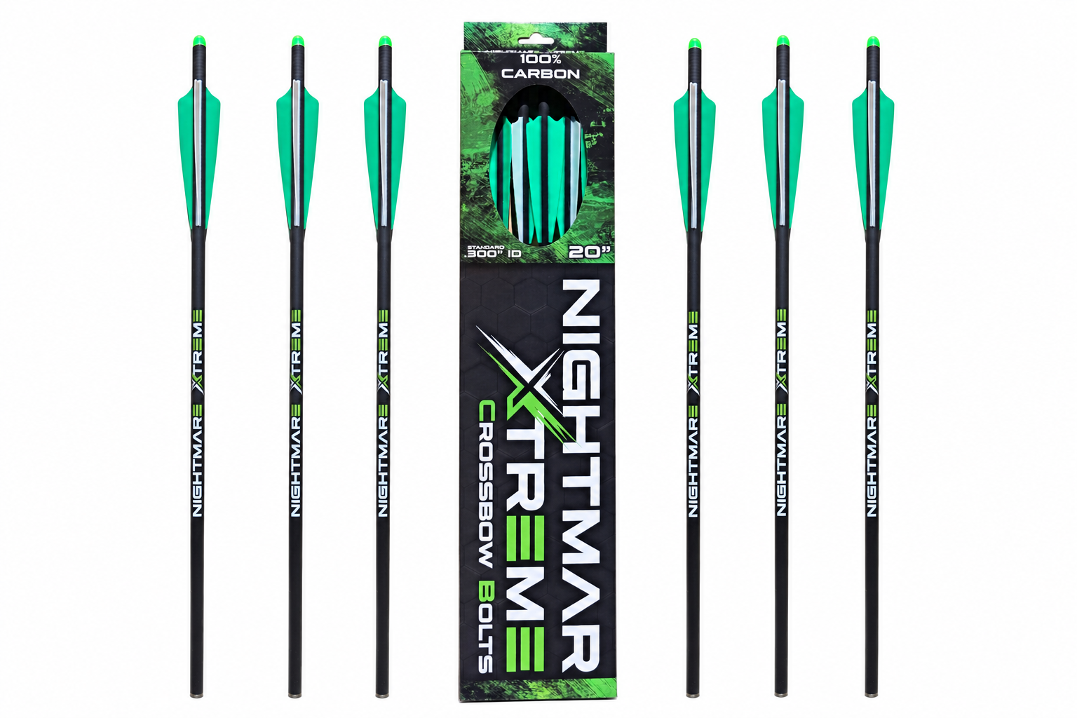 NIGHTMARE XTREME Crossbow Bolts Carbon Half Moon and Capture Nocks 6Pcs 20"